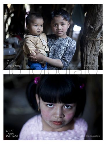 IF.EU – BLOG – Articolo 02 – 01 Ho fotografato questi bambini nello stesso posto, all’ingresso della capanna. Tra uno scatto e l’altro non mi sono mossa, ho solo abbassato la fotocamera inquadrando il pavimento e non il “muro” di palme. Osservate quanto cambia la “pulizia” e l’equilibrio dell’immagine sono per il fatto di non aver inquadrato i “buchi” bianchi sullo sfondo.